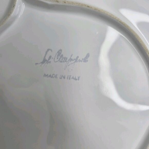 VTG White Leaf Plate Dish W/ 3D Vegetables Italy Cauliflower Artichoke - Picture 5 of 16